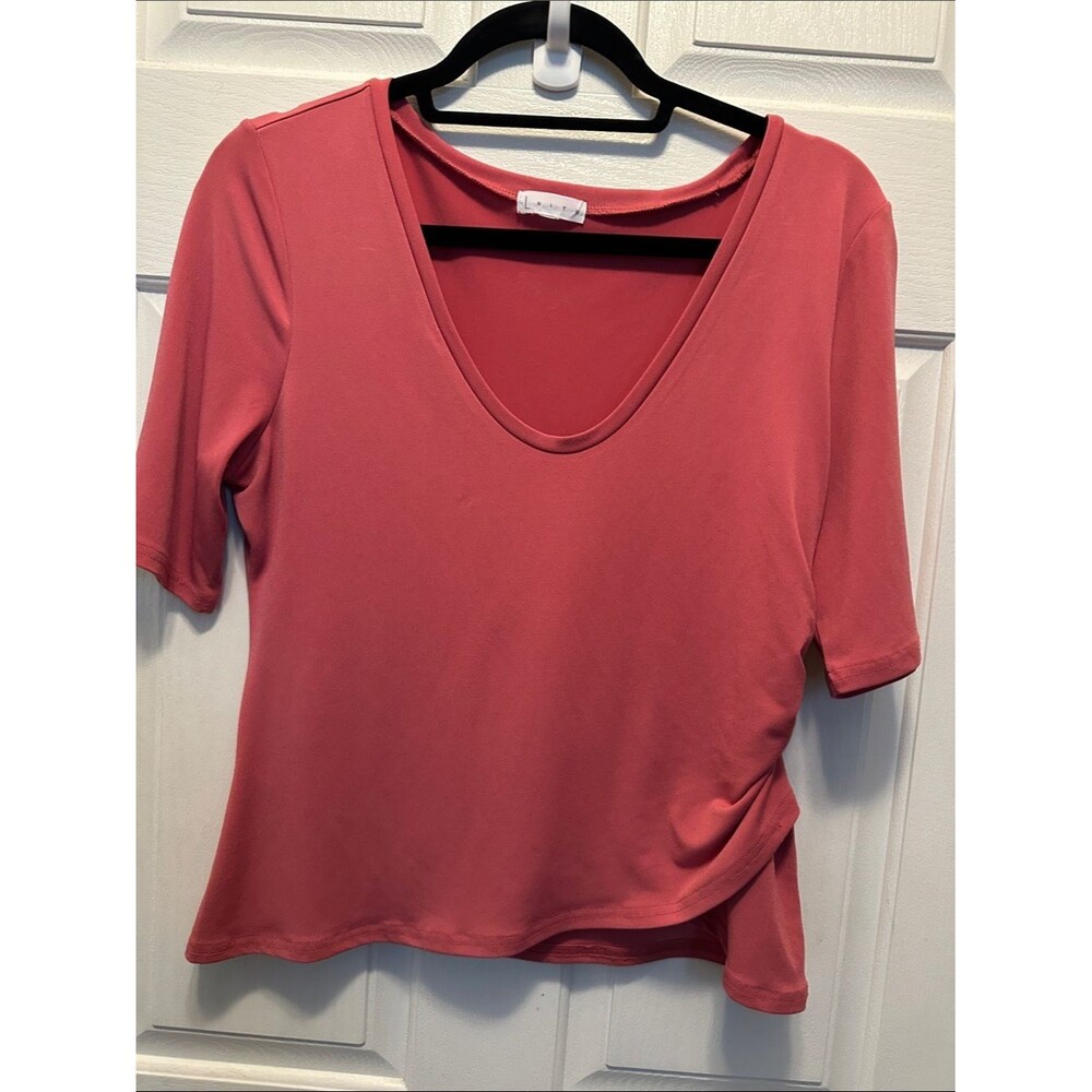 Leith Scoop Neck Short Sleeve Top - Mauve Dusty Pink